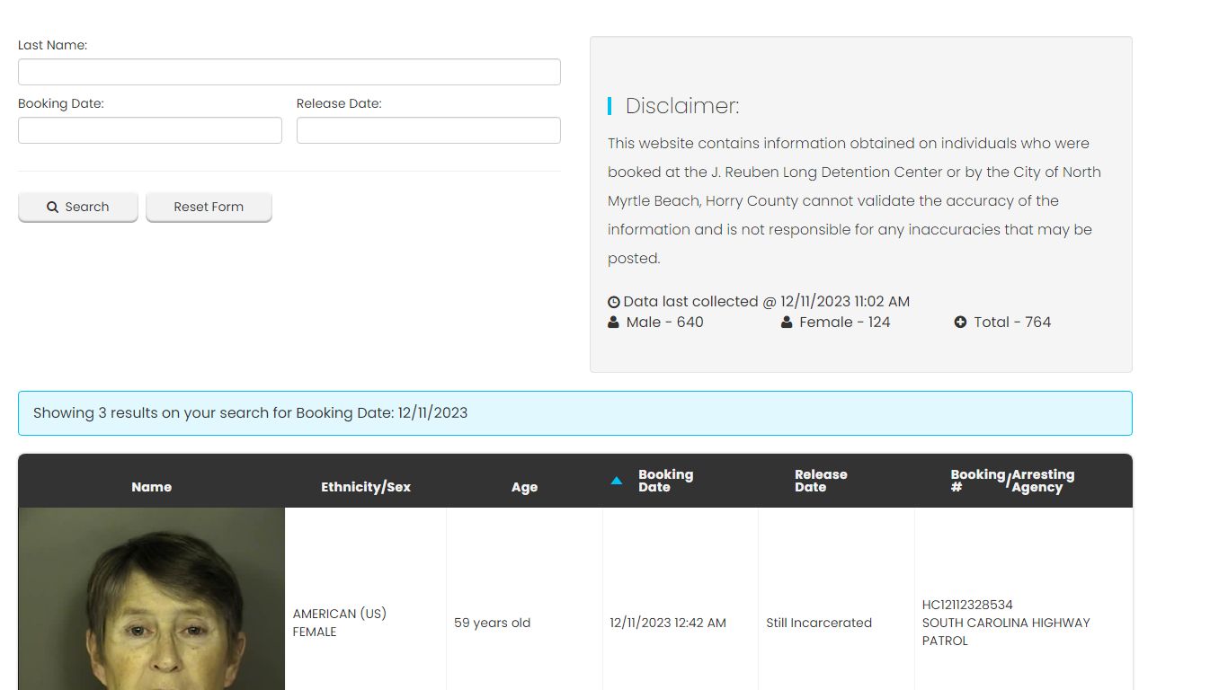 Bookings and Releases - Horry County SC.Gov